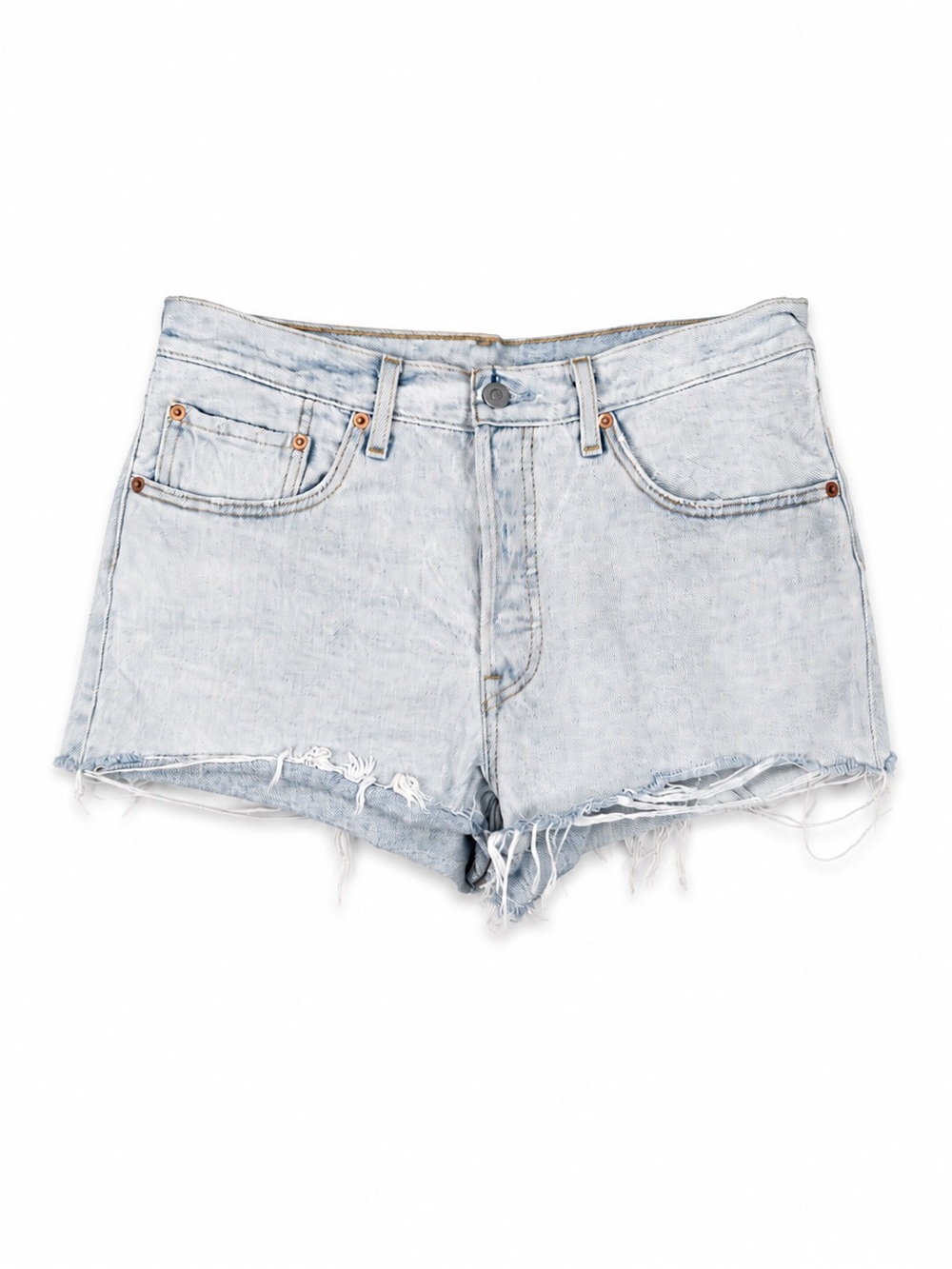 Levi’s 501 Original Shorts W30 Bleach Light Wash Cutoff Raw Hem